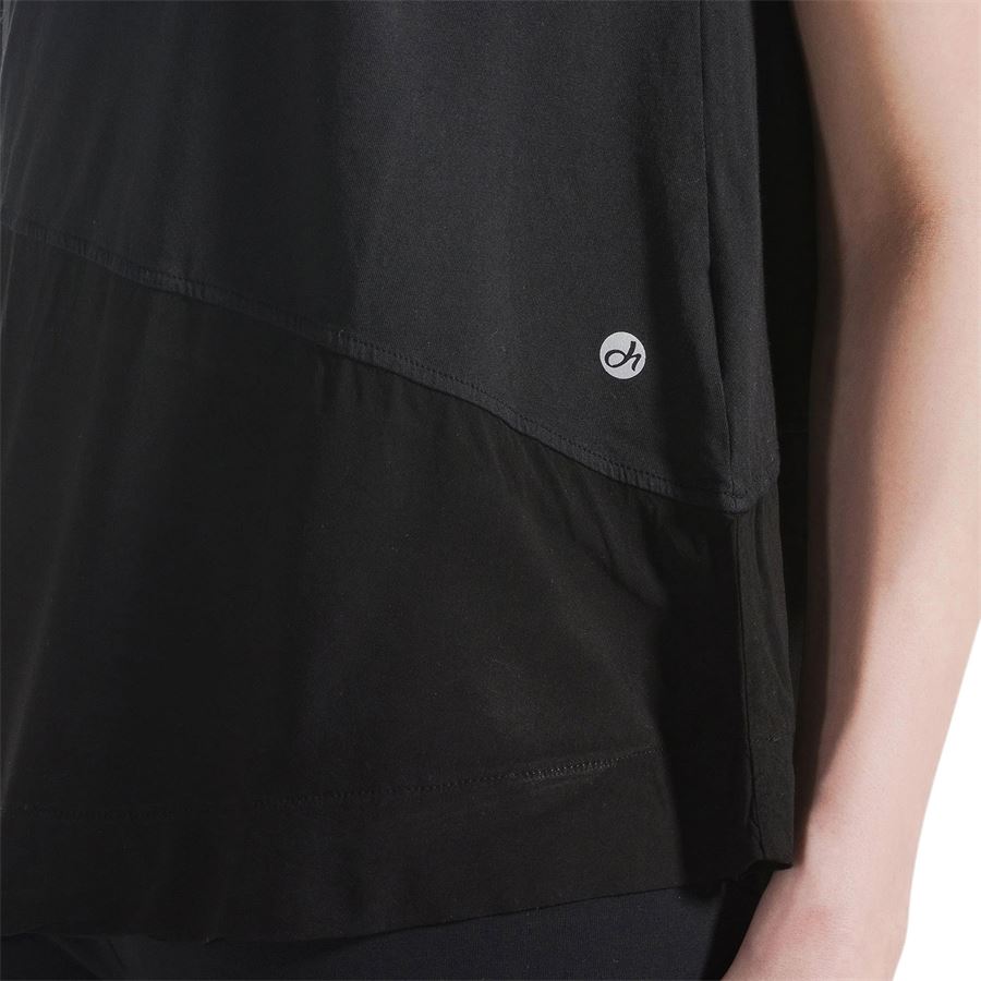 Top asimmetrico con inserti in mussola nero da donna Deha | D2234210009